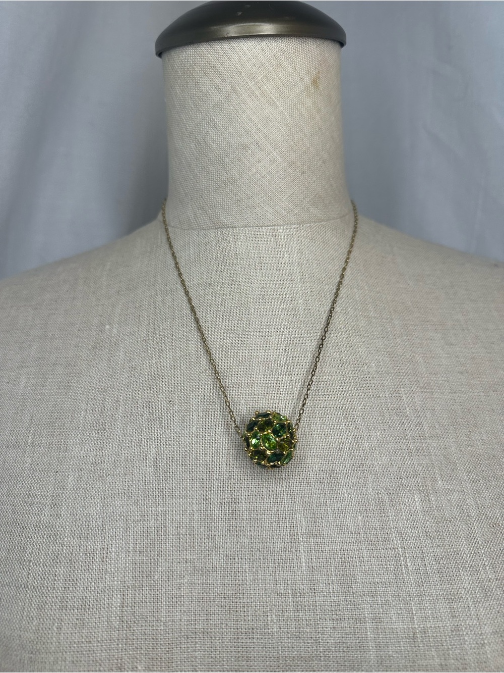KJL Gold-Tone Necklace with Green Crystal Cluster Pendant
